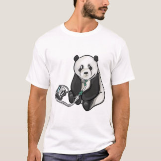 Panda met trac en ventilator t-shirt