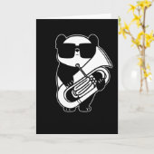 Panda met Tuba Music Tubaist Orchestra Tubist Kaart (Gele Bloem)
