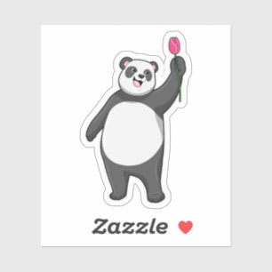 Panda met Tulip Sticker