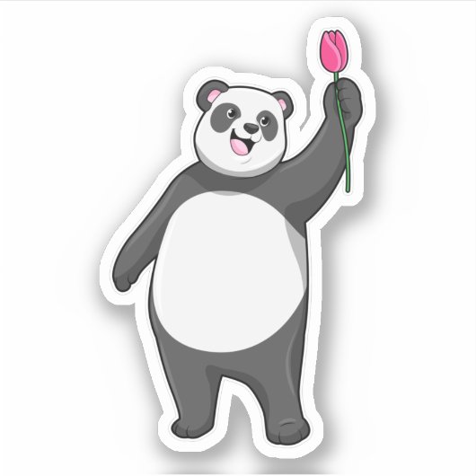 Panda met Tulip Sticker (Voorkant)