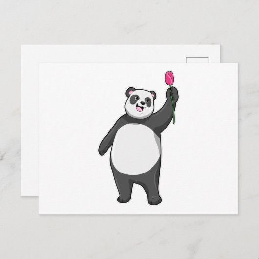 Panda met Tulp Briefkaart (Voorkant / Achterkant)