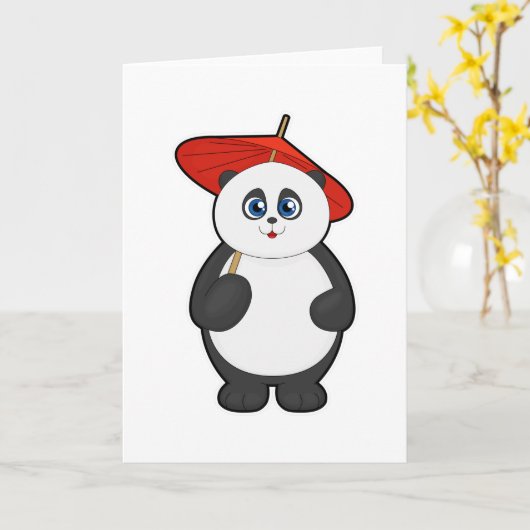 Panda met Umbrella Kaart (Gele Bloem)