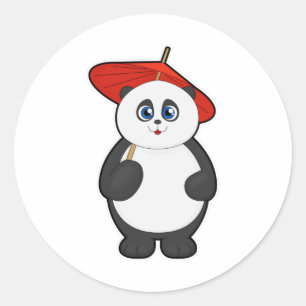 Panda met Umbrella Ronde Sticker