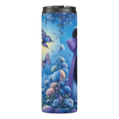 Panda met vlinders in bloemen thermosbeker (Achterkant)