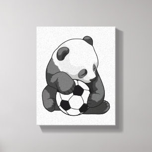 Panda met Voetbal Canvas Afdruk