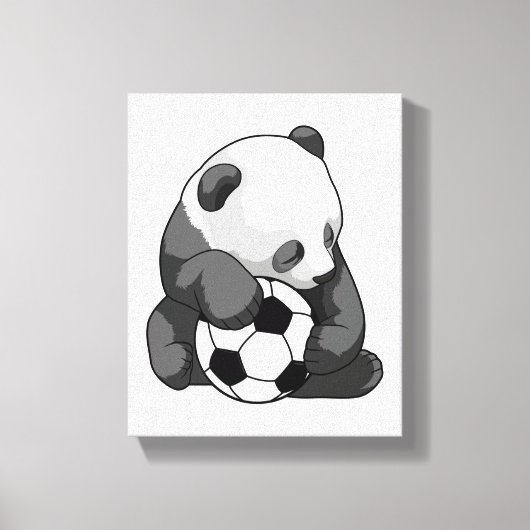 Panda met Voetbal Canvas Afdruk (Voorkant)