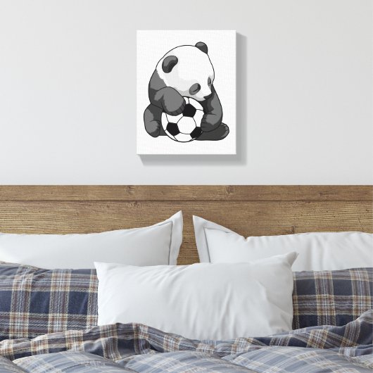 Panda met Voetbal Canvas Afdruk (Insitu (Slaapkamer))