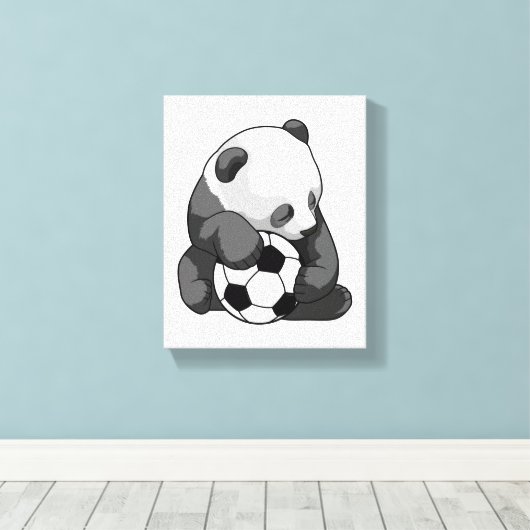 Panda met Voetbal Canvas Afdruk (Insitu (Houten vloer))
