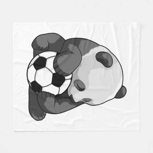 Panda met Voetbal Fleece Deken (Voorkant (Horizontaal))