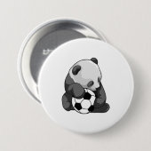 Panda met Voetbal Ronde Button 7,6 Cm (Voorkant /achterkant)