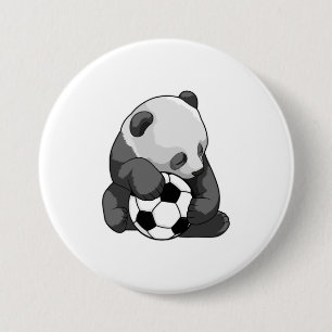 Panda met Voetbal Ronde Button 7,6 Cm