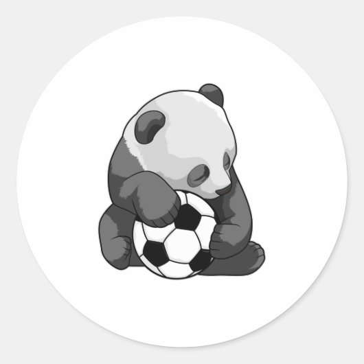 Panda met Voetbal Ronde Sticker (Voorkant)