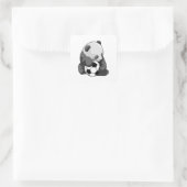 Panda met Voetbal Vierkante Sticker (Tas)