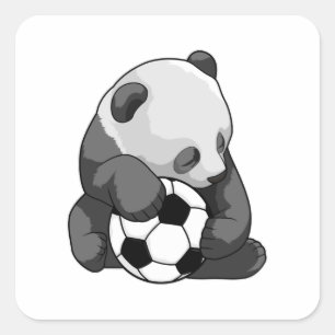 Panda met Voetbal Vierkante Sticker