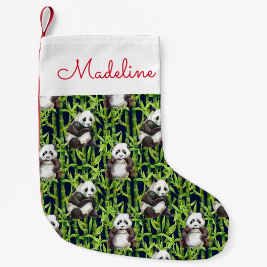 Panda met Waterverf van Bamboe | Jouw namen toevoe Kleine Kerstsok (Voorkant)