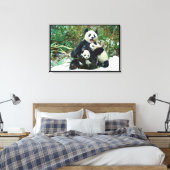 Panda met welpen Verpakt Canvas Afdruk (Insitu (Slaapkamer))
