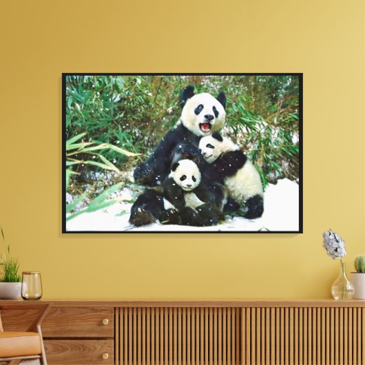 Panda met welpen Verpakt Canvas Afdruk (Insitu (Woonkamer))