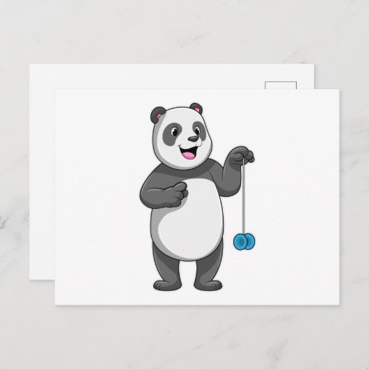 Panda met Yo-yo Briefkaart (Voorkant / Achterkant)