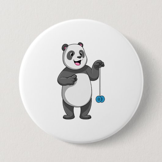Panda met Yo-yo Ronde Button 7,6 Cm (Voorkant)