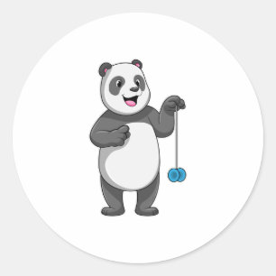 Panda met Yo-yo Ronde Sticker