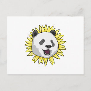 Panda met zonnebloem briefkaart