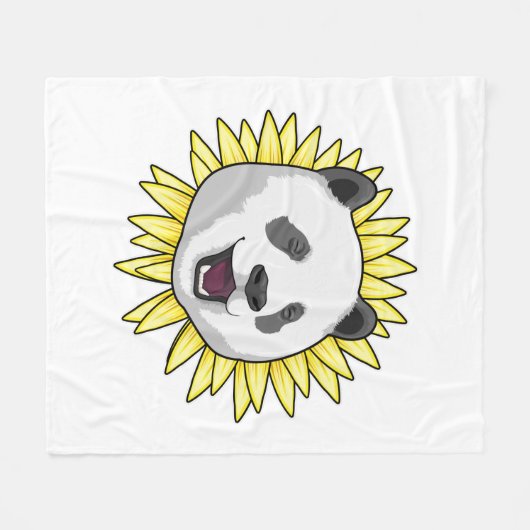 Panda met zonnebloem fleece deken (Voorkant (Horizontaal))