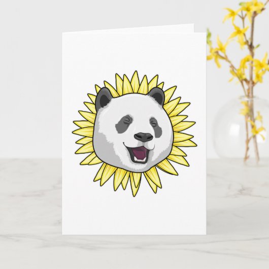 Panda met zonnebloem kaart (Gele Bloem)