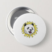 Panda met zonnebloem ronde button 7,6 cm (Voorkant /achterkant)