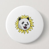 Panda met zonnebloem ronde button 7,6 cm (Voorkant)