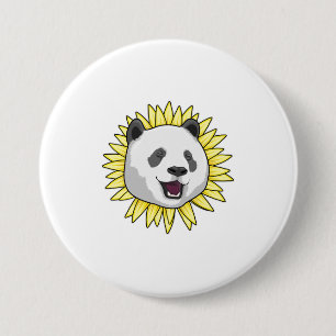 Panda met zonnebloem ronde button 7,6 cm