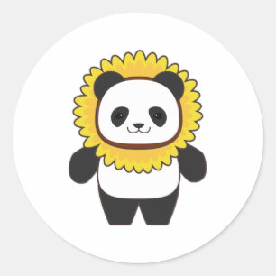 Panda met zonnebloem ronde sticker