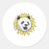 Panda met zonnebloem ronde sticker (Voorkant)