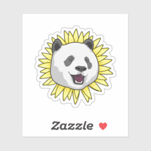Panda met zonnebloem sticker