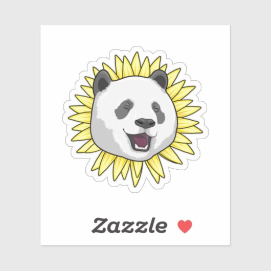 Panda met zonnebloem sticker (Vel)