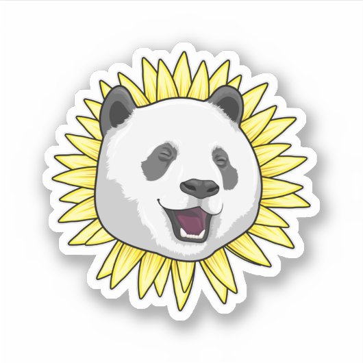 Panda met zonnebloem sticker (Voorkant)