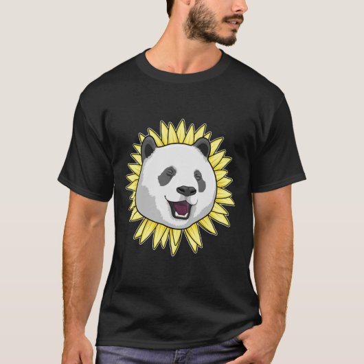 Panda met zonnebloem t-shirt (Voorkant)
