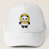 Panda met zonnebloem trucker pet (Voorkant)