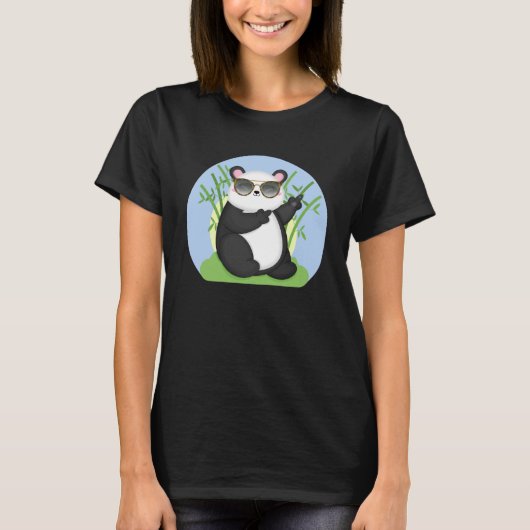 Panda met zonnebril dansen in bamboe panda t-shirt (Voorkant)