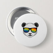 Panda met zonnebril ronde button 7,6 cm (Voorkant /achterkant)