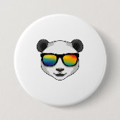 Panda met zonnebril ronde button 7,6 cm (Voorkant)