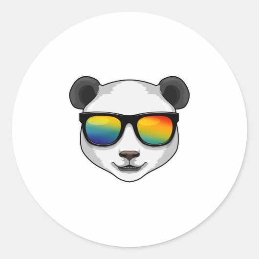 Panda met zonnebril ronde sticker (Voorkant)