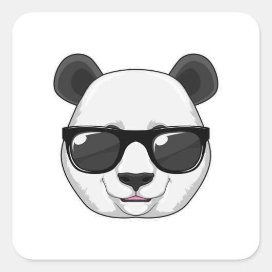 Panda met zonnebril vierkante sticker (Voorkant)