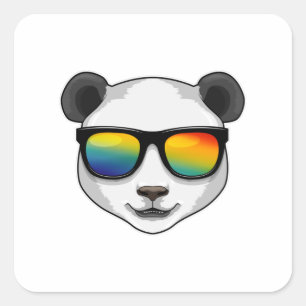 Panda met zonnebril vierkante sticker
