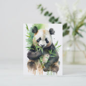 Panda met zwart en wit bont briefkaart (Staand voorkant)