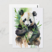 Panda met zwart en wit bont briefkaart (Voorkant / Achterkant)