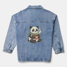 Panda Mignon - Dieren Café Illustratie Denim Jacket