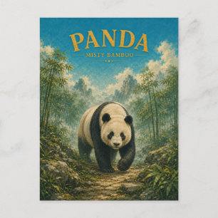 Panda Misty Bamboo Watercolor GeoSaga Briefkaart