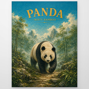 Panda Misty Bamboo Watercolor GeoSaga Briefkaart
