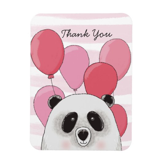 Panda. Modern kinder dier. Roze dank u Magneet (Verticaal)