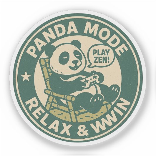 Panda Modus Relax Win Gamen Sticker (Voorkant)